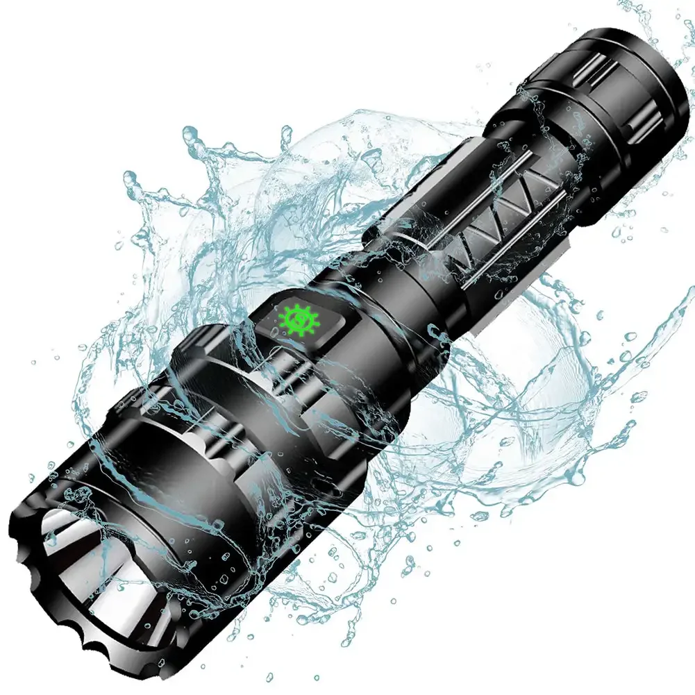 1600 Lumens Tactical Flashlight USB Rechargeable Torch Waterproof Hunting Light with Clip Hunting Shooting Gun Accessories