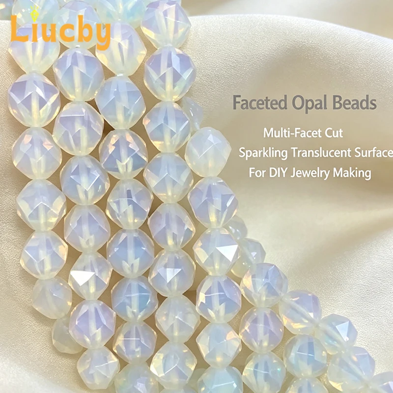 Weiße Opal Naturstein Facettierte Handgefertigte Diamantperlen für Schmuckherstellung DIY Kristall Exquisite Accessoires 15' Strang 6/8/10mm