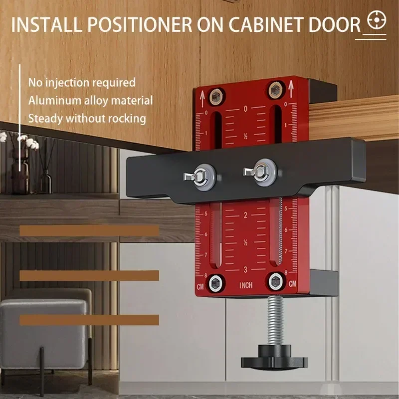 Cabinet Door Installation Locator Support Clamp Aluminum Alloy Woodworking Door Handle Installation Positioning Punching Tool