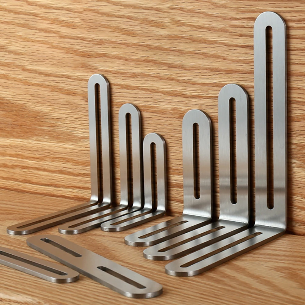 

Stainless Steel Adjustable Corner Bracket Heavy Duty Metal 90 Degree L Shaped Angle Corner Braces for Wooden Shelf Furniture