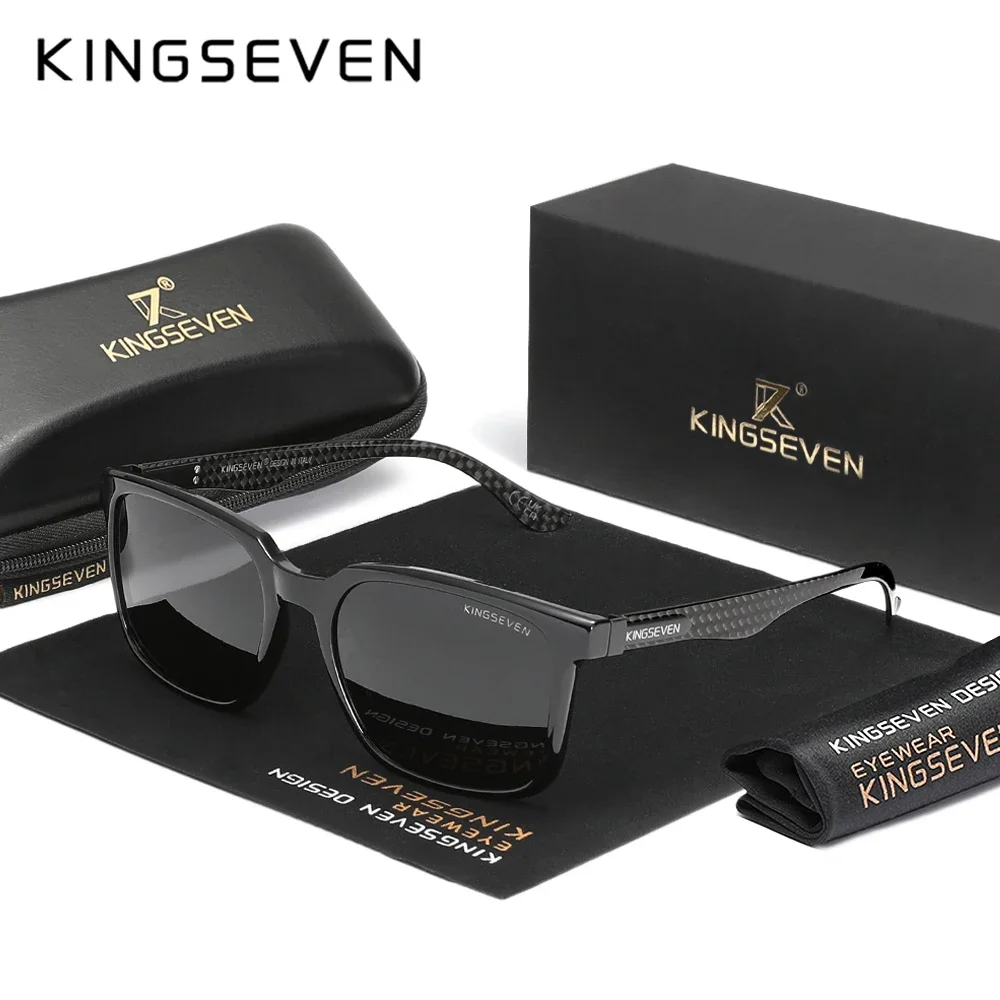 KINGESEVEN High Quality Men Sunglasses Carbon Fiber Frame Polarized UV400 Male Protective Glasses Casual Outdoor Driving Eyewear