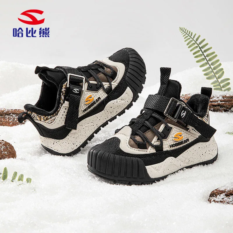 2024 Winter New Boys' Sports Shoes Velvet Insulated Girls' Sports Shoes  With Fur Walking Shoes Girls Leather Kid Casual Shoe