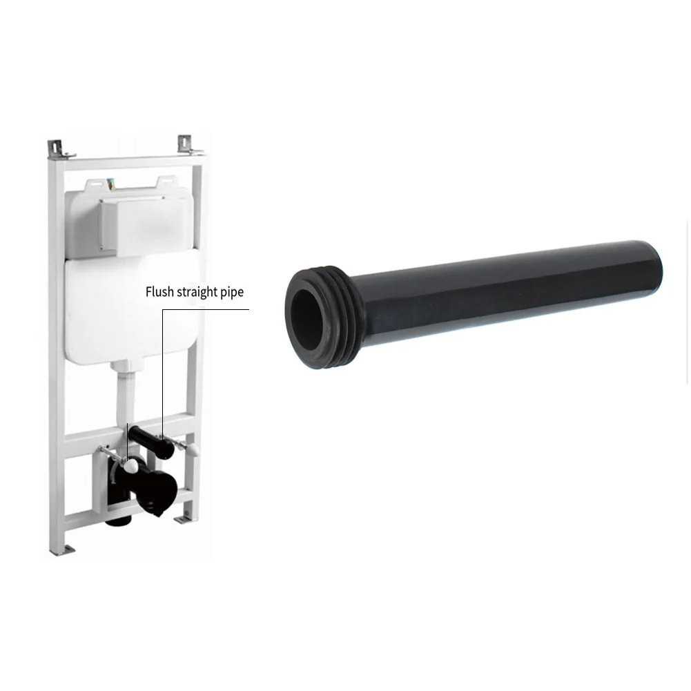 PP Flush Tube Black 30cm for Concealed Water Tank Manual Toilet Bidet Pipe Compatible with Wall Mounted Drainage Installations