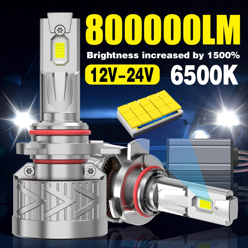 

2PCS 800000lm 9570 CSP CHIPS 6500k 1500% Brighter Car LED Headlight h4 h7 h1 LED headlights 9005 9006 9012 h11 led light