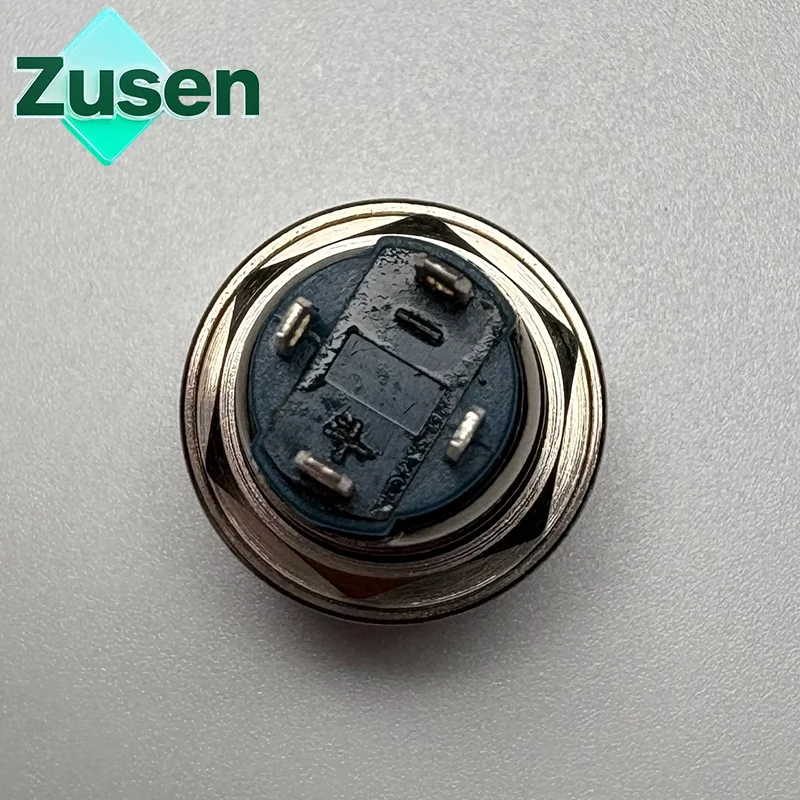 Zusen 12mm Dome head Push Button Switch Silver Metal with Green Led 1NO Latching/Momentary  Pin Terminal