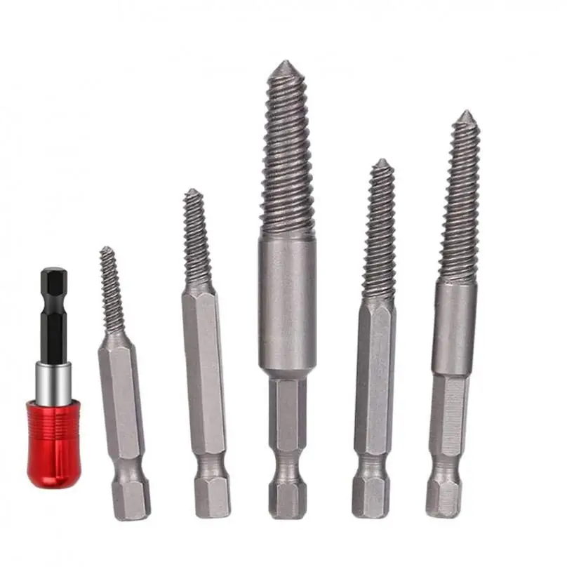 6 stücke Beschädigt Schraube Extractor Kit mit Schnell Self-Locking Post Werkzeuge Kit Feine Gewinde Beschädigt Schraube Stud Remover
