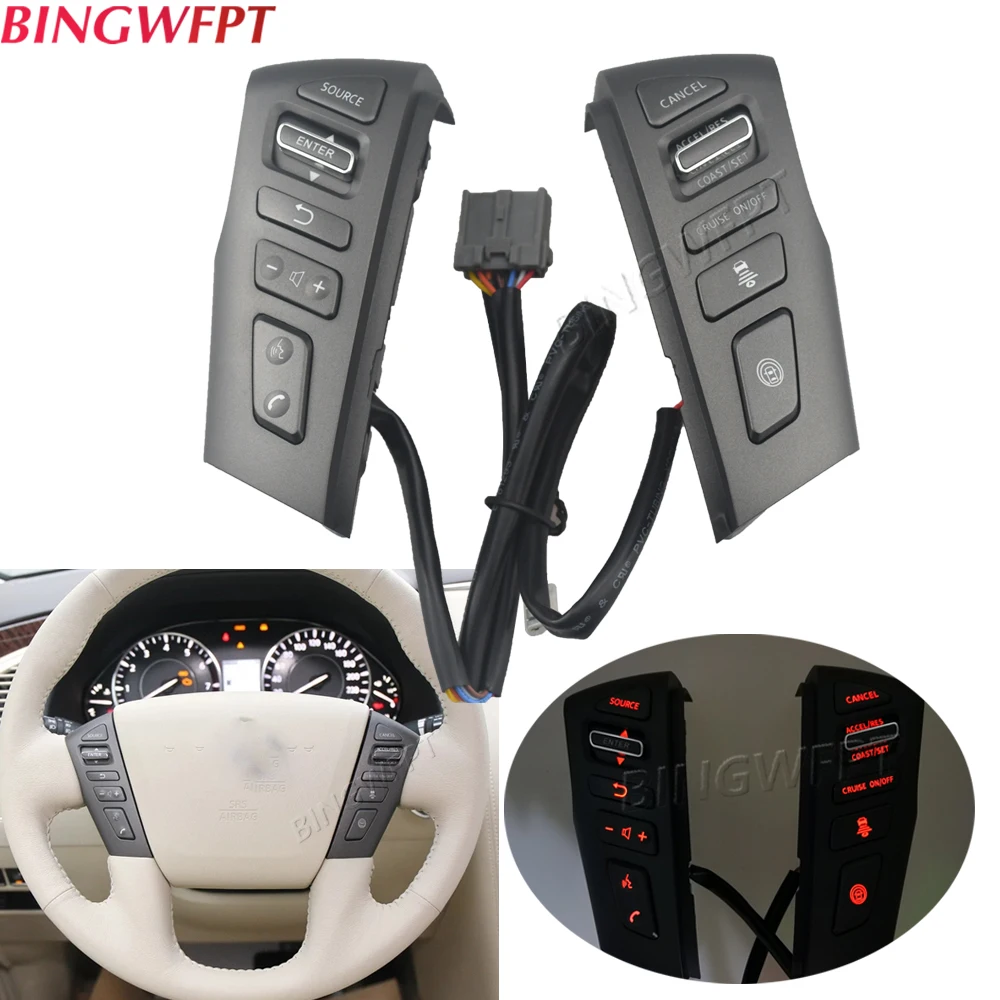 Car Steering Wheel Control Button Cruise Volume Phone Switch For Nissan PATROL Y62 2012-2018 Infiniti QX56 QX80