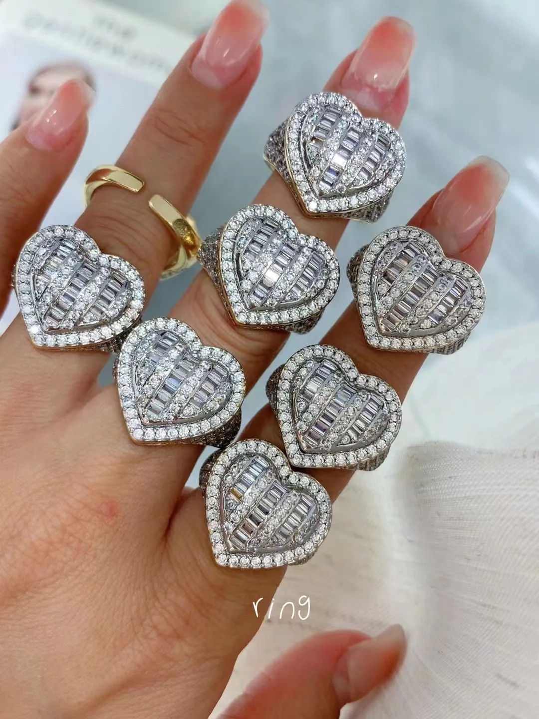 5pcs, Classic Irregular Statement Rings Copper Gold Silver Plated Crystal Zirconia Open Adjustable Ring Women Jewelry