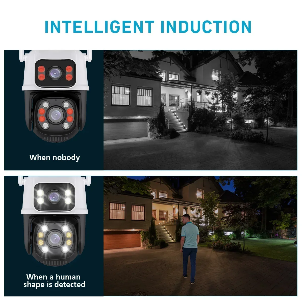 Dual Lens Dual Screen Ai Human Detect Auto Tracking Wireless Outdoor Surveillance Camera 6MP PTZ Camera 2.4GHZ Wifi Camera