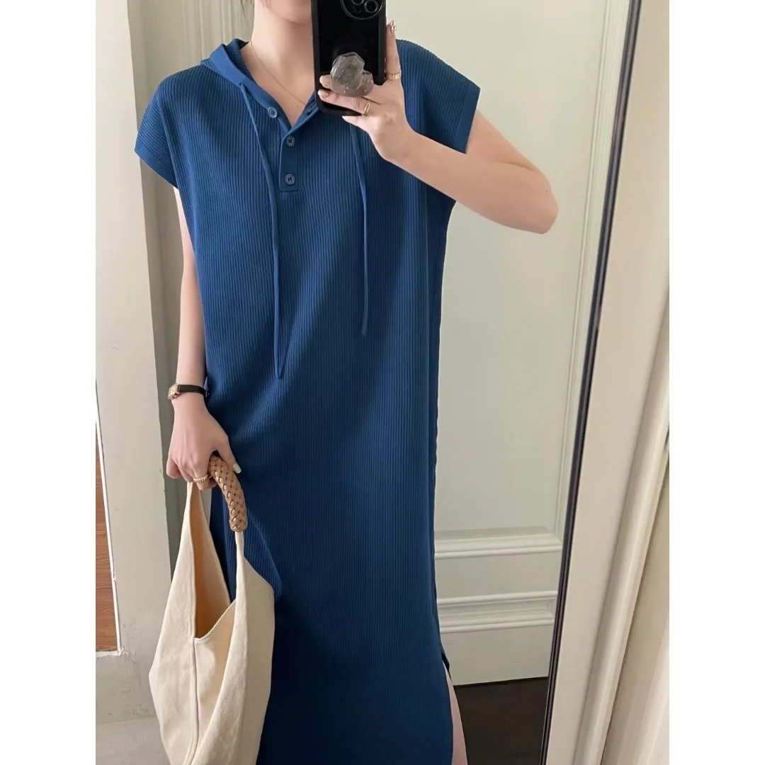 

Свободное вязаное длинное платье женское летнее 2026: модное, в корейском стиле, повседневное, свободного кроя, стройнящее, универсальное