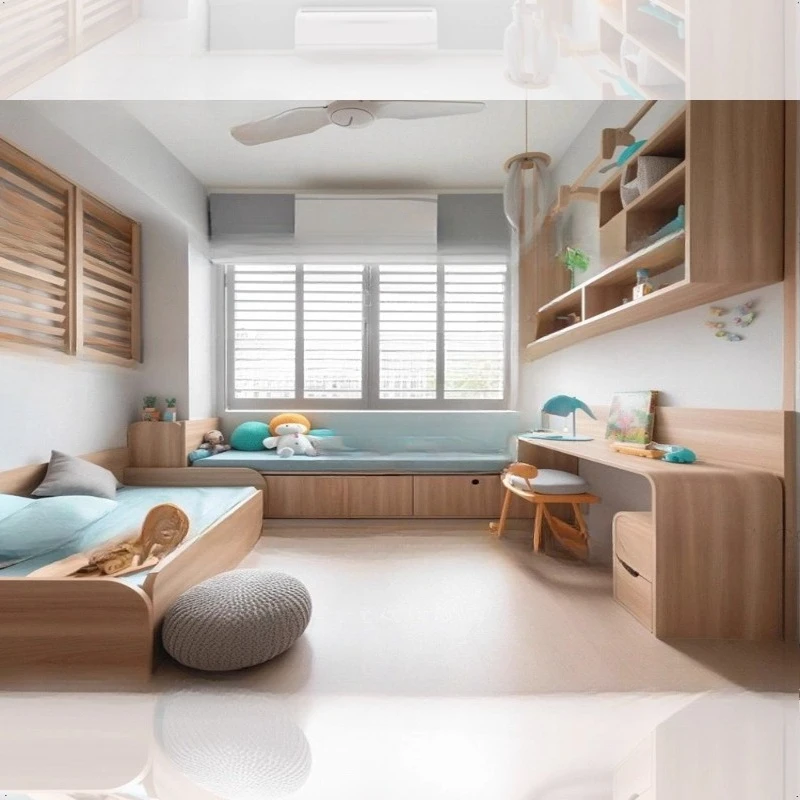 Tempat tidur anak modern bergaya mewah, ranjang susun tingkat atas dan bawah untuk anak perempuan, tinggi 1,2 meter, dengan tangga dan kabin.