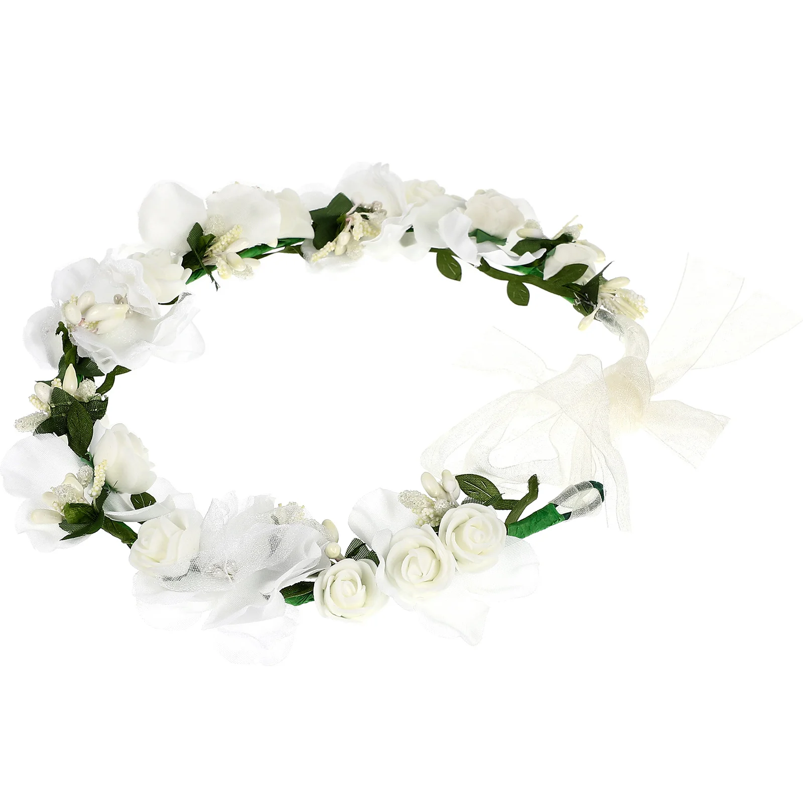 

Wedding Party Decorations Mori Bridal Wreath Hair Accessories for Women The Flowers Brides White Gauze Garland