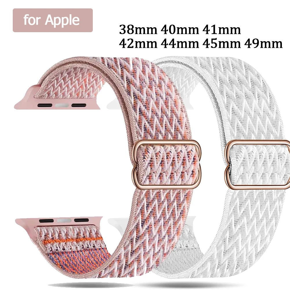 Nylon Strap For Apple Watch Band 44 mm 40mm 41mm 45mm Breathable Elastic Solo Loop Bracelet For Iwatch Series 7 6 Se 5 4 3 38mm