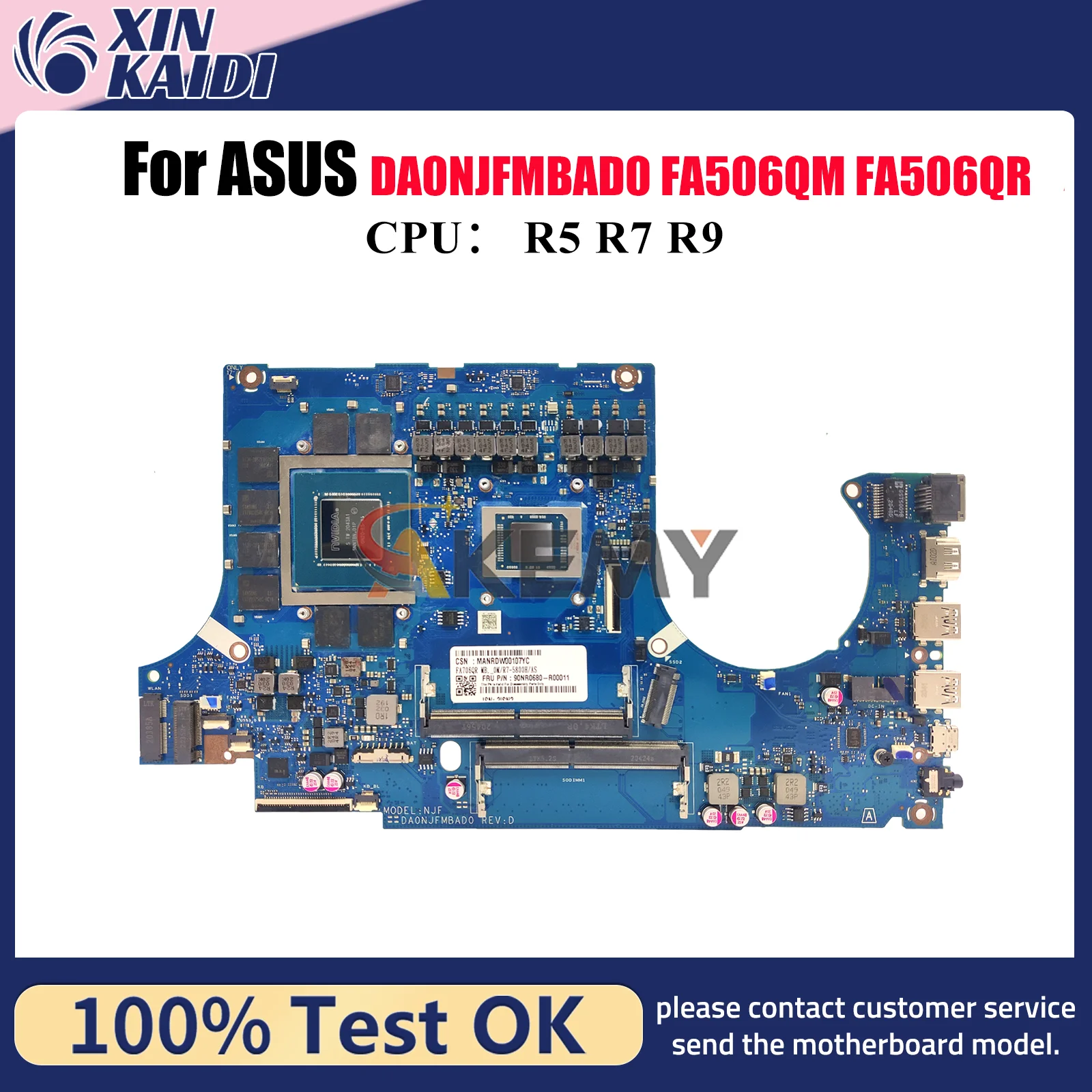 

DA0NJFMBAD0 Материнская плата для ноутбука ASUS TUF Gaming FA506QM FA506Q FA506QR Материнская плата для ноутбука с процессором R5 R7 R9 100% tests OK stk