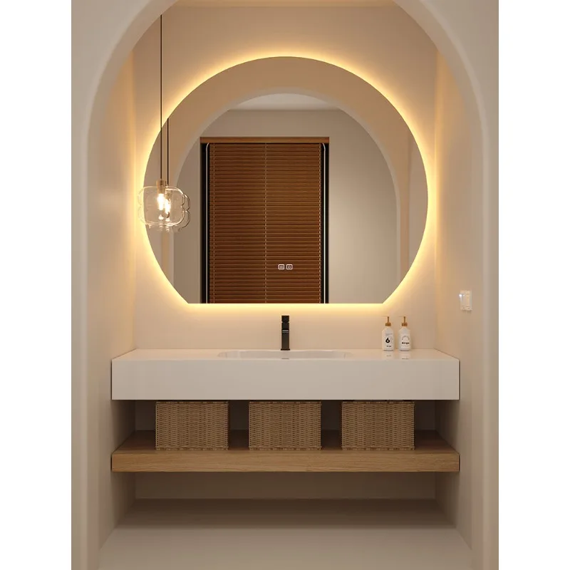 

Slate seamless ceramic integrated basin, bathroom cabinet combination, bathroom washstand