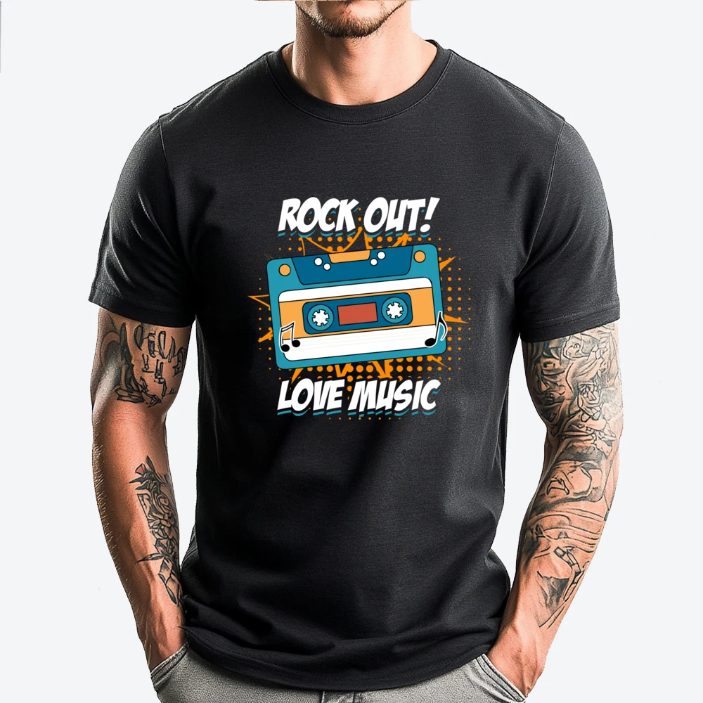 

Rock Out Love Music Radio Cassette Clothing Christmas Easter Sunday Plain T Shirts Wholesale New Year 2025 Tshirt