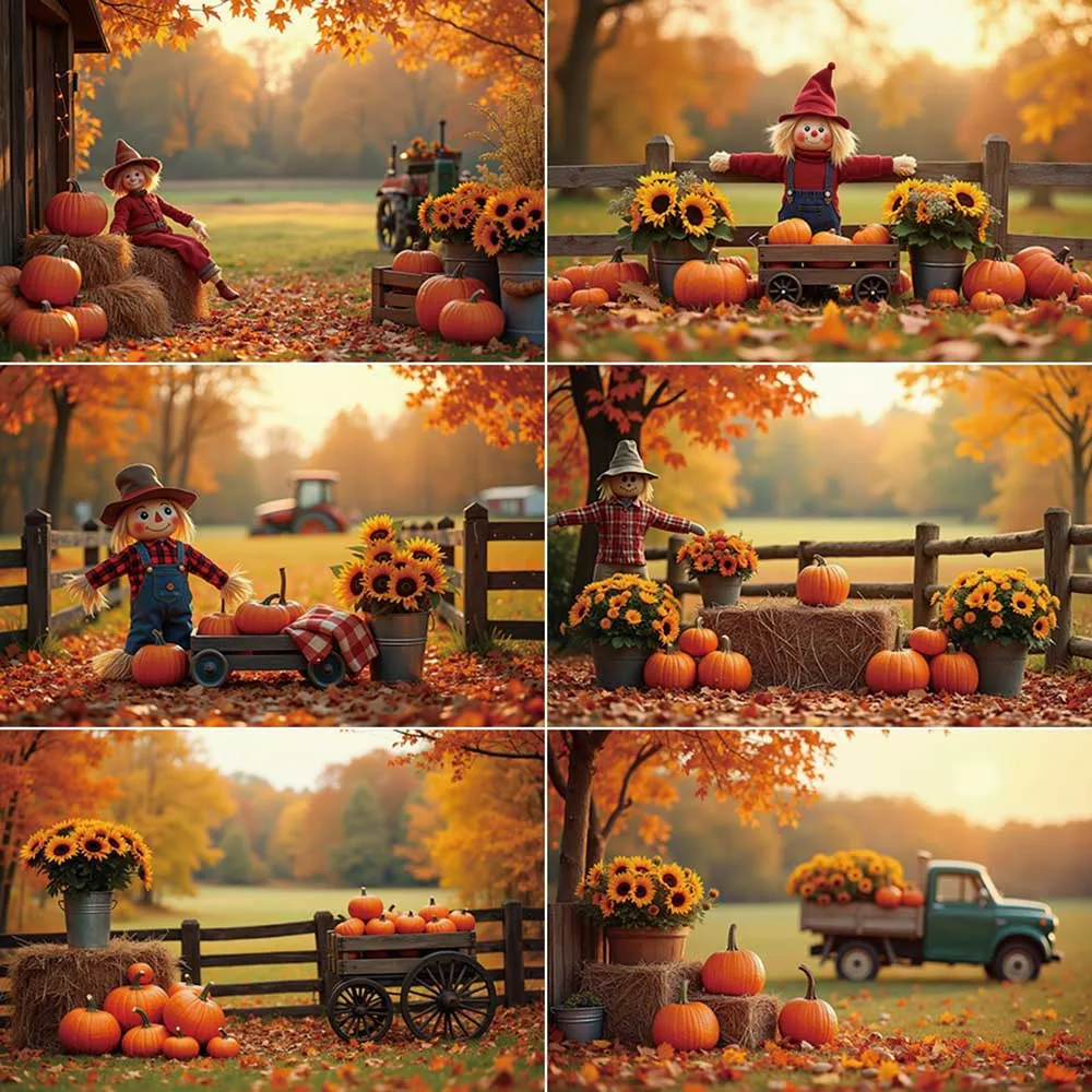 MOON.QG Autumn Backdrop Photography Harvest Farm Pumpkin Photozone Background Children Studio Photobooth Accessories