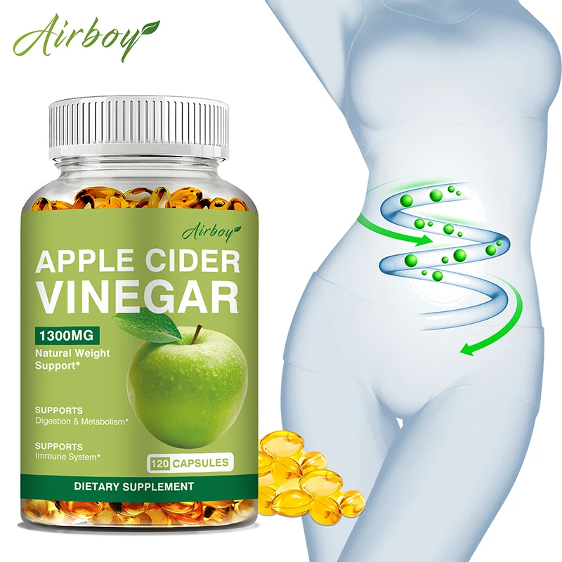 

Apple Cider Vinegar Capsules - Weight Management, Detoxification, Bloating Relief, Digestion Improvement