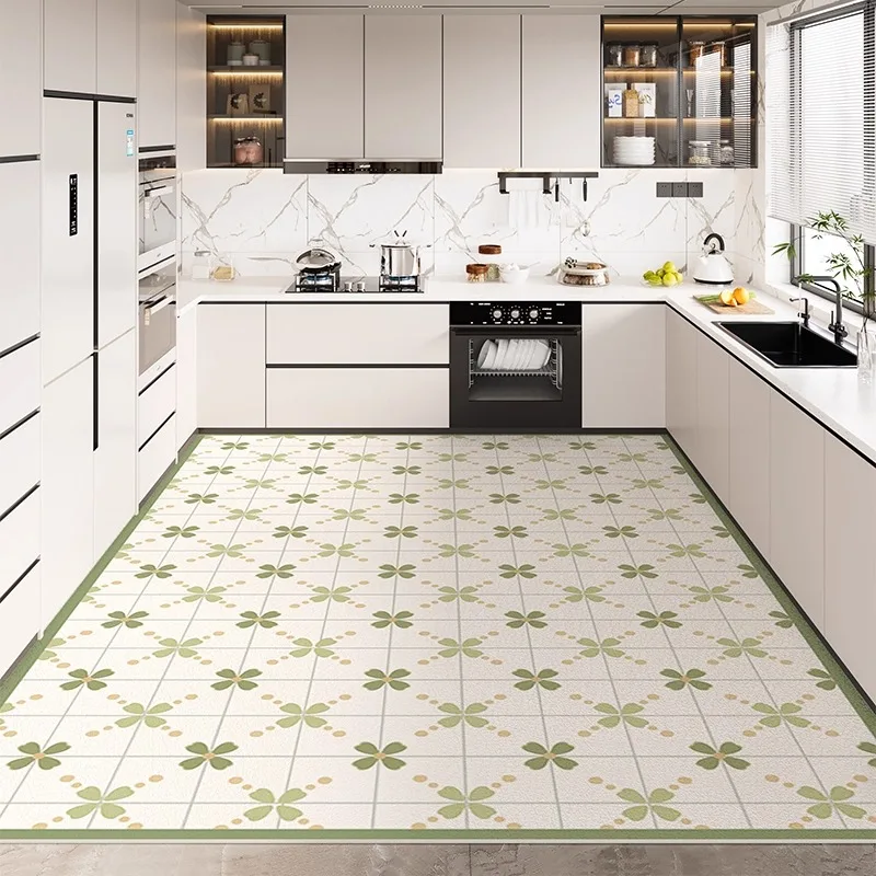 Simplicity Kitchen PVC Leather Floor Mat Anti-slip Oilproof Carpet Waterproof Non-slip Mats Home Washable Dirt-resistant Rug 양탄자