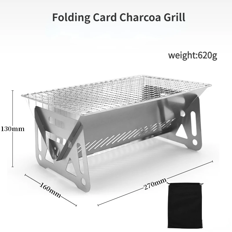 Folding Wood Burner Portable Stainless Steel Charcoal Grill BBQ Rack for Outdoor Camping Campfire Heating Pit