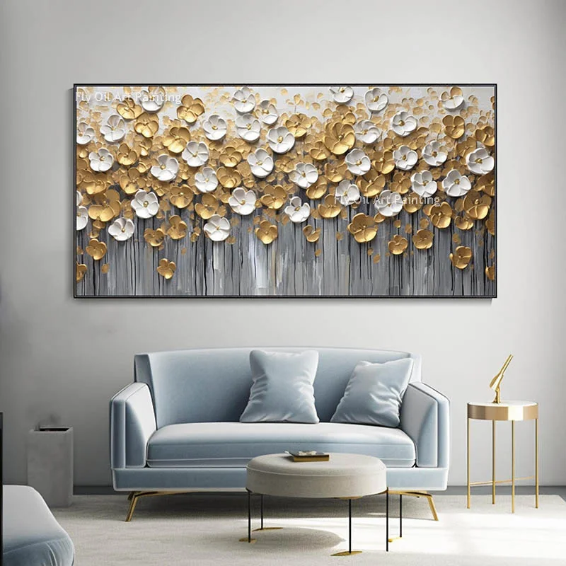 100% Handpainted Oil Painting On Canvas New Handmade Knife Flower Oil Painting Wall Art Picture Home Decoration For Living Room