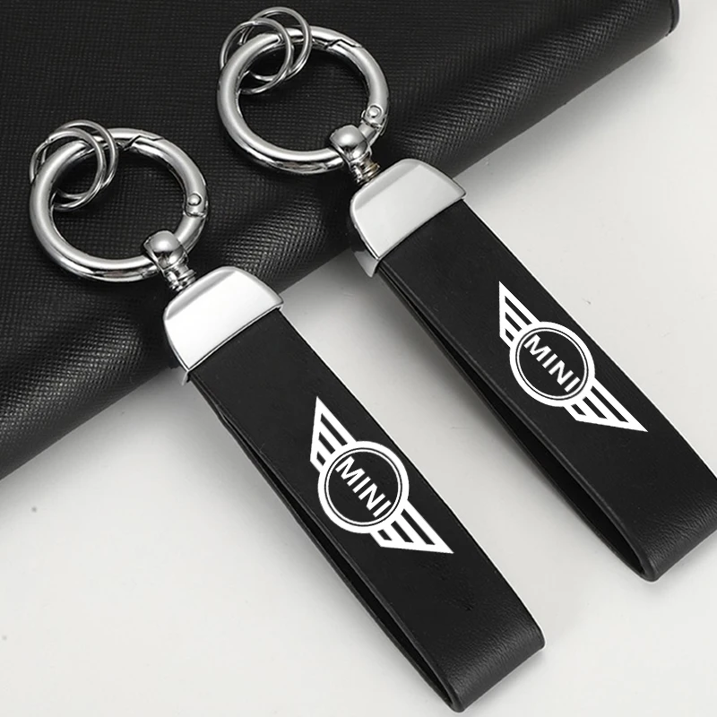 Porte-clés en cuir avec emblème pour voiture, 1 pièce, pour BMW Mini Cooper Countryman Clubman R55 R56 R60 F54 F55 F56 F60, autocollant