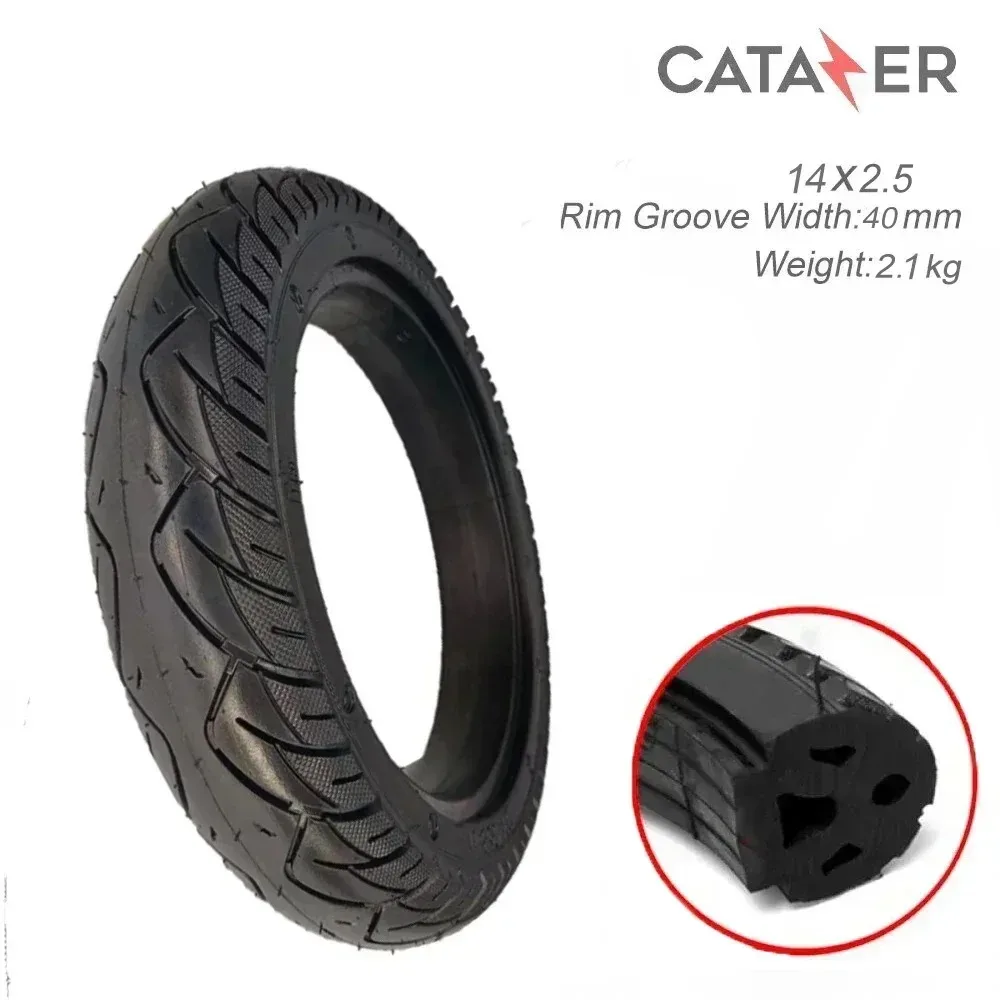 

CATAZER 14X2.50 E-Bike Solid Tire Wear-resistant and Explosion-proof Tires 14inch without Inner Tubuless Tires Scooter BMX Tyres