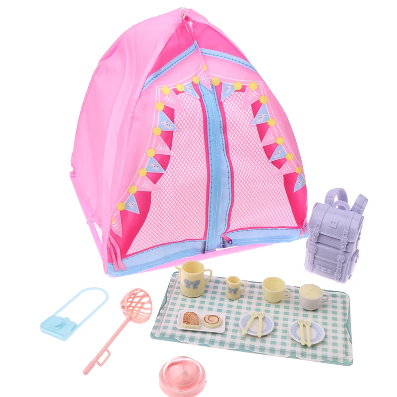 1:12 Poppenhuis Gesimuleerde Tent Camping Kit Poppenhuis Outdoor Picknick Camping Decoratie Micro Scène Foto Props Fantasiespel Speelgoed