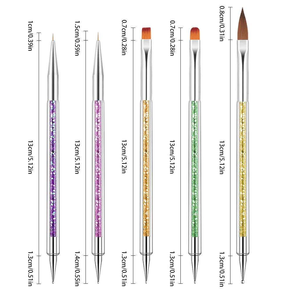 5Pc Nails Art Dotting Pen Acrylic Drawing Liner Supplies Brush Rhinestone Gems Picker UV Gel Painting Manicure Accessoires Tools