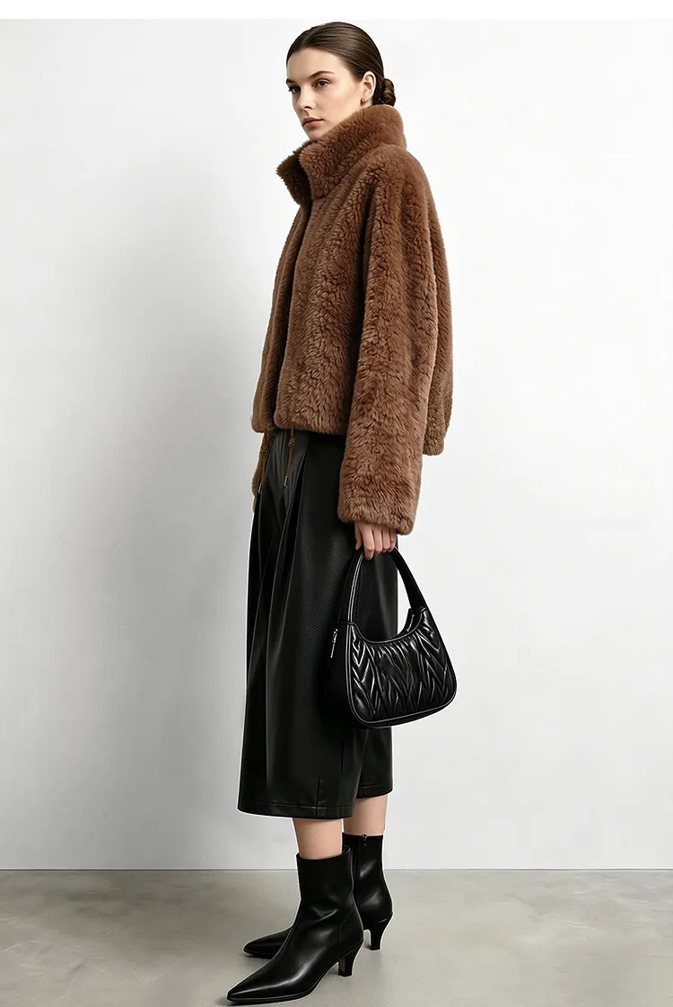 Amii Women's Faux Fur Coat Lapel Collar Oversized Warm Slimming Minimalist Versatile Commuter Winter Women's Coat 12624092