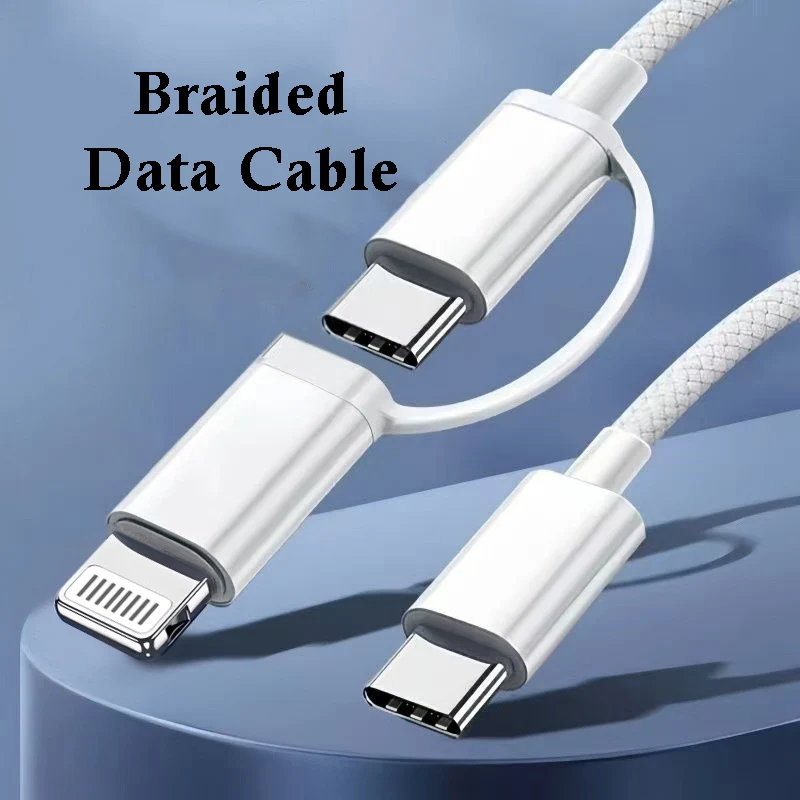 2 in 1 PD 60W Type C Cable For iPhone 16 15 Pro Samsung S23 Xiaomi 3A USB Fast Charging Cord For iPhone 14 13 Data Wire