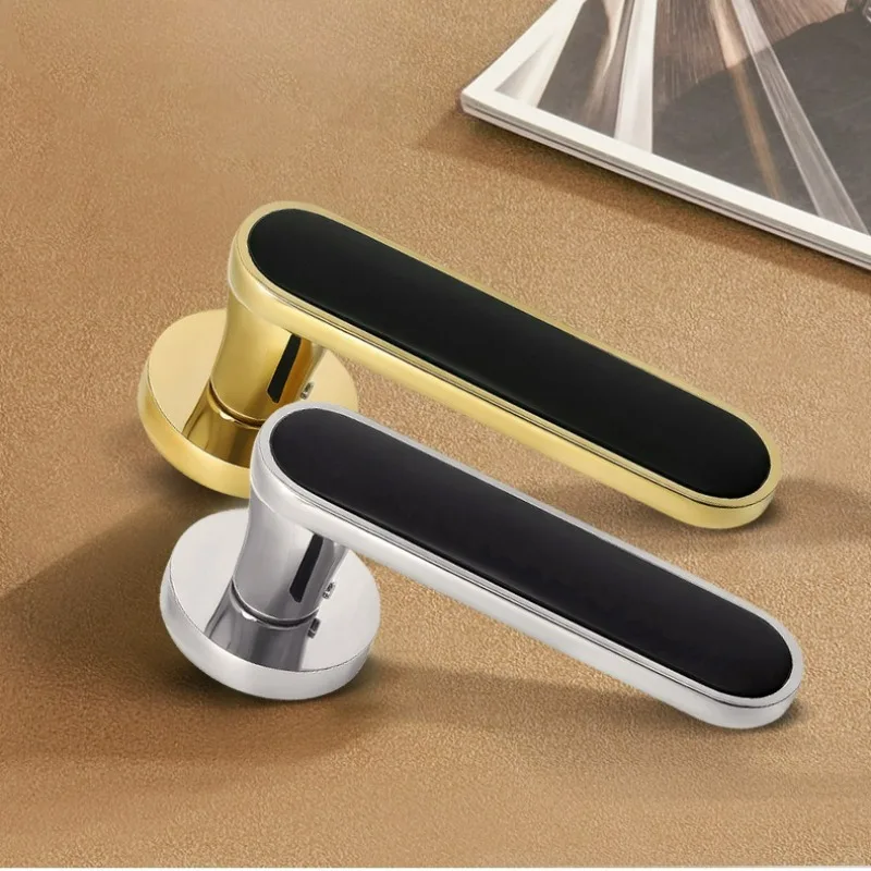 Indoor Bedroom Door Lock, Door Handle, Modern Magnetic/silent Lock, Solid Wood Door, Zinc Alloy Split Handle Lock