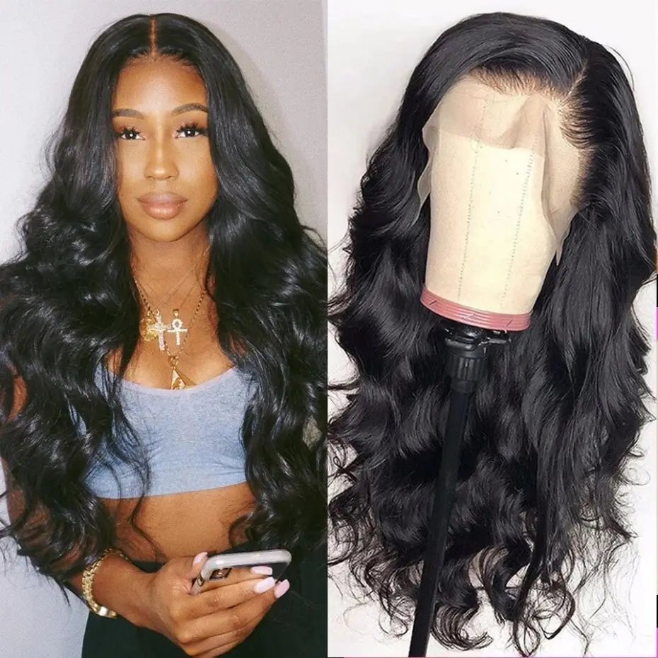 Wig tanpa lem Brasil untuk wanita 13x4 13x6 gelombang tubuh HD Wig rambut manusia renda depan telah ditanami 4x4 Wig penutup renda transparan