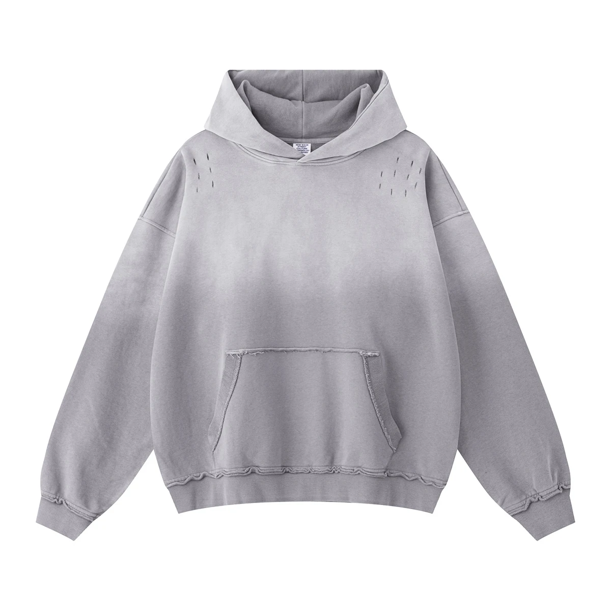 

2025 Autumn Winter American High Street Batik Wash Gradient Cut Baggy Hooded Sweatshirt for Men Distressed Hoodies Oversized