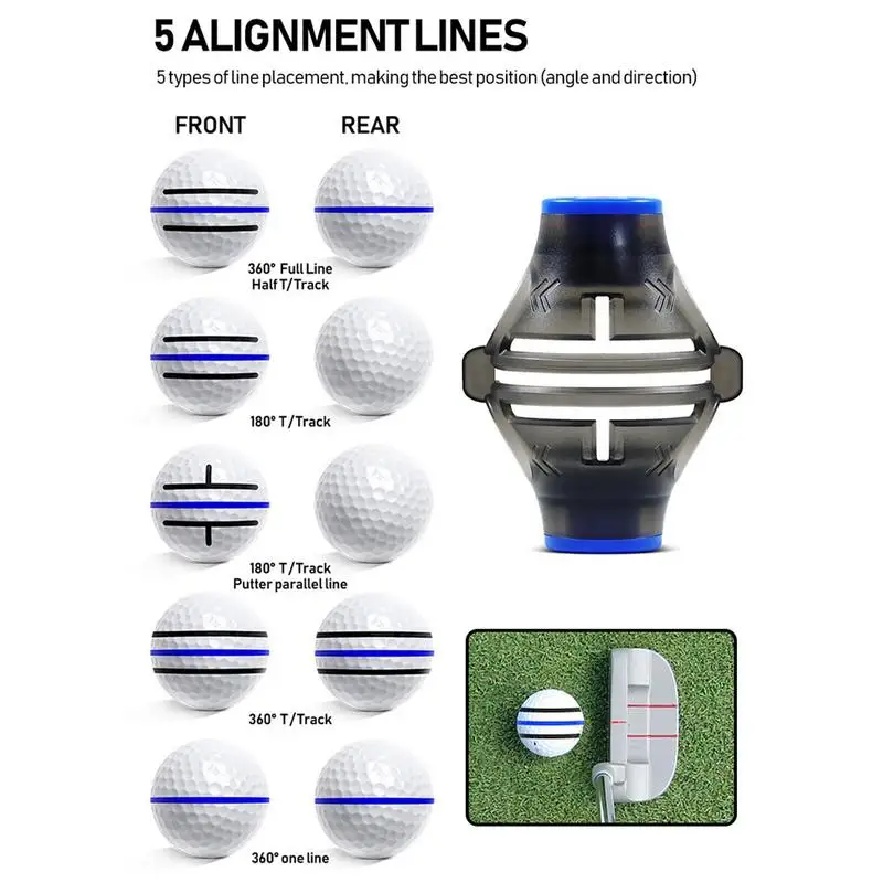 3-Line Golf topu hattı işaretleyici 360 ° rotasyon çizim aracı işaretleri kalemler Set şablon hizalama koyarak egzersiz Liner topu işaretleyici