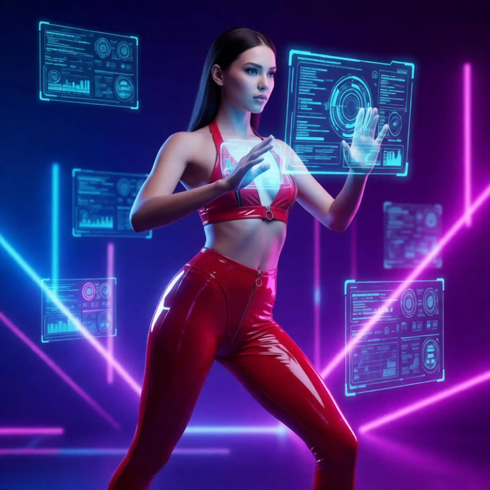 Women Glossy PU Leather Outfit Multi-zip Halter Y-back Crop Top And Sheer Mesh Legs High Waist Leggings Y2k Club Pole Dance Wear