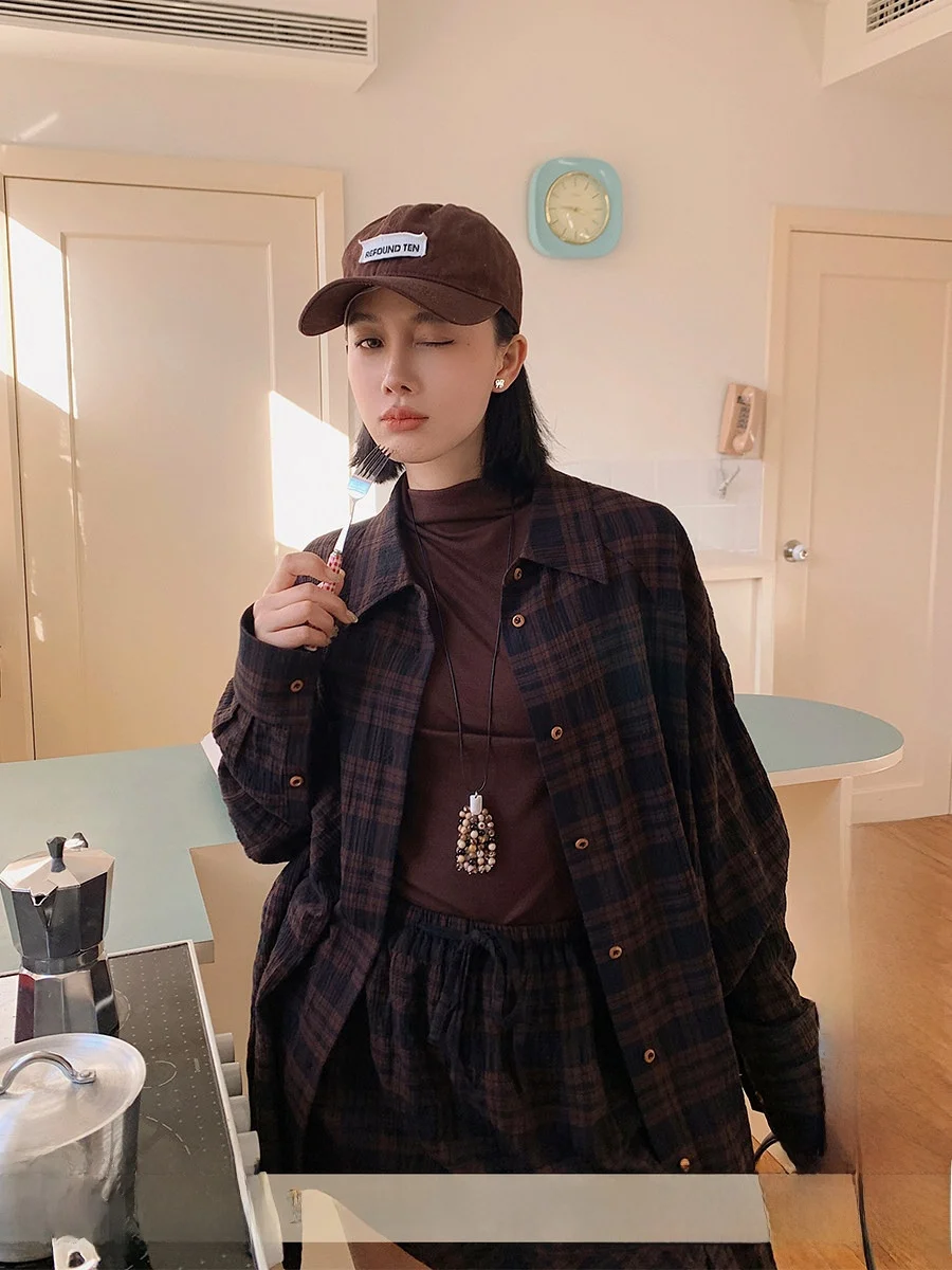 

Фирменная текстурированная рубашка-куртка Haome Buy Hand Store: простой, свободный крой, смесь хлопка и полиэстера, для повседневной носки