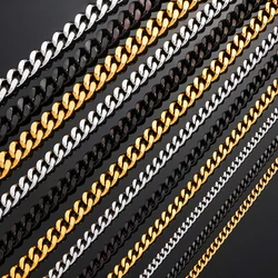 3.5mm/5mm/7mm/9mm Thickness Stainless Steel Cuban Curb Link Chain Necklace for Men Boys Silver Gold Black Color 14 to 30 Inches