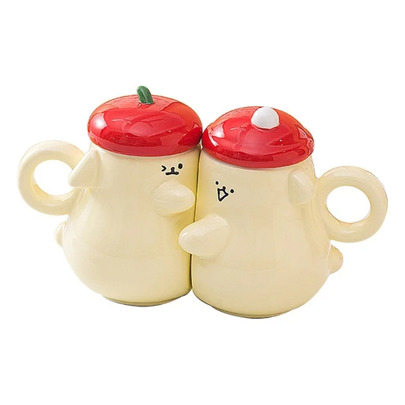 

Couple cup creative ceramic cup with lid high value couple water cup Qixi Festival gift