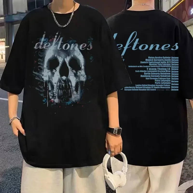 Deftones Girl Eyes Cartoon T Shirts 90s Vintage Fashion Short Sleeve Black Tops Summer Japanese Styles O-neck Cotton T-shirts