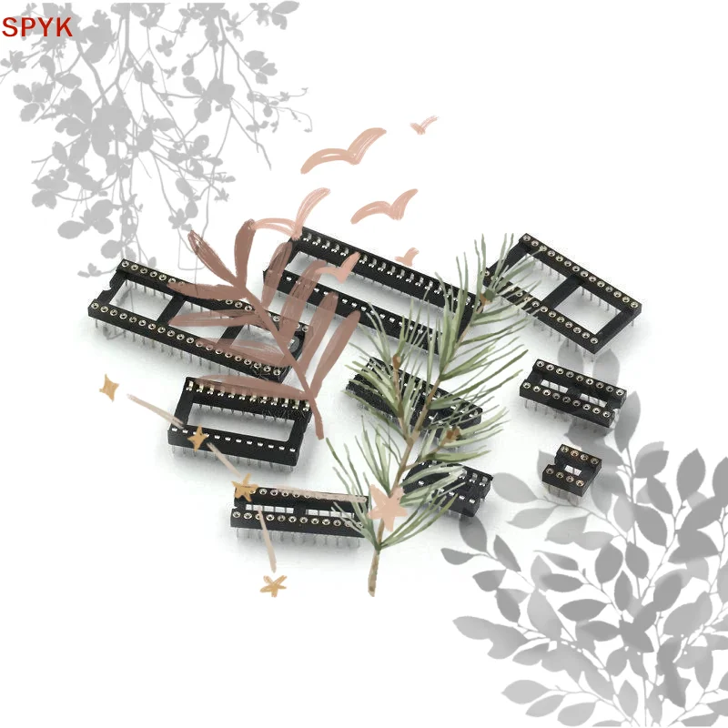 10Pcs DIP6 DIP8 DIP14 DIP16 DIP18 DIP20 DIP28 DIP40 Pins Round Hole IC Socket Connector DIP 6 8 14 16 18 20 24 28 40 Pin Socket
