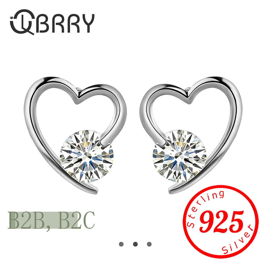 

Simple Stylish Love Stud Earrings for Women Dazzling Round Cubic Zirconia Fashionable Girl Accessories Daily Wear Jewelry