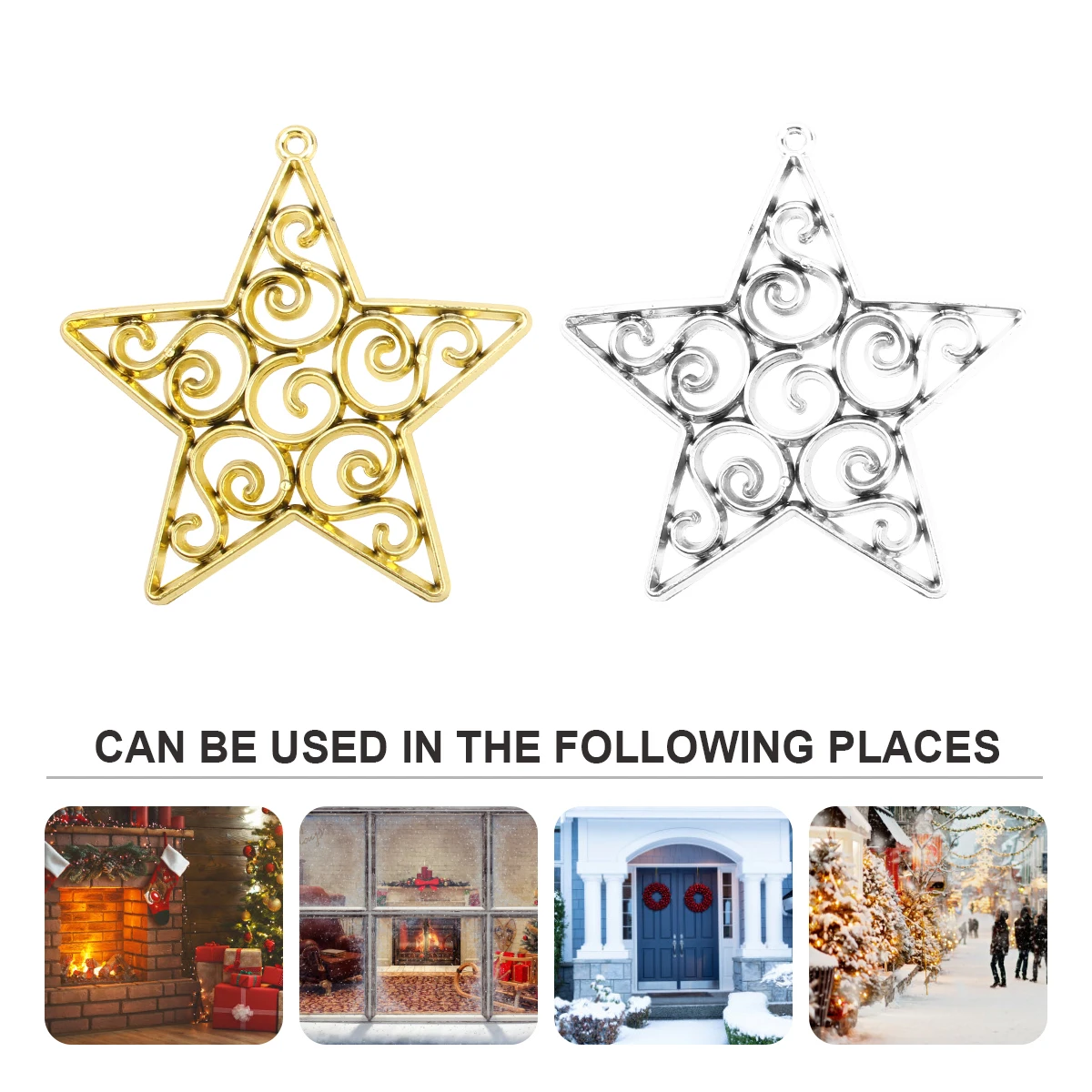 

50pcs Five Pendant Hollowed Decor Christmas Tree nament Wall Hanging Garden Porch Entry Decorations