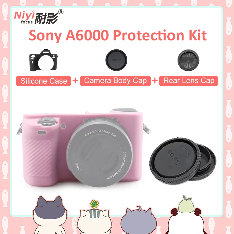 Custodia in Silicone per Sony A6000 ILCE-6000L TPU fotocamera morbida in gomma siliconica per Sony ILCE-6000 con cappuccio posteriore dell'obiettivo del cappuccio del corpo della fotocamera