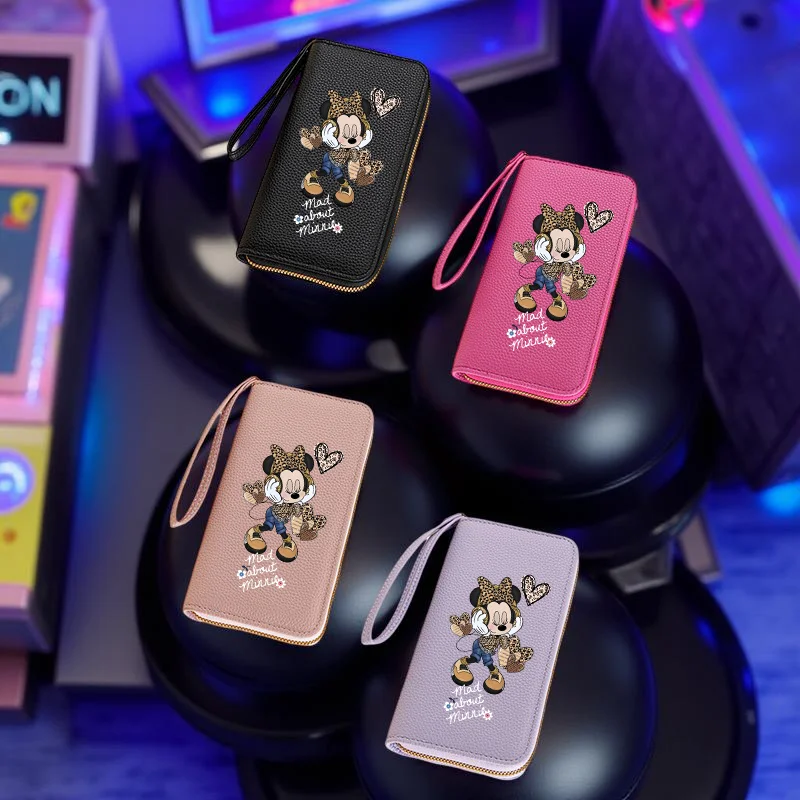 

Кошелек и клатч Minnie большой емкости, застежка-молния, ремешок на браслет, органайзер для кредитных карт с несколькими отделениями для повседневного использования и путешествий