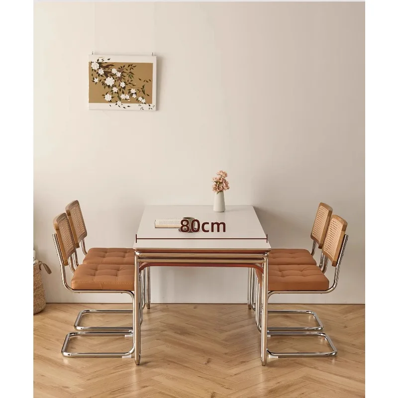 

Retro rock slab solid wood dining table household small apartment rectangular antique furniture chair