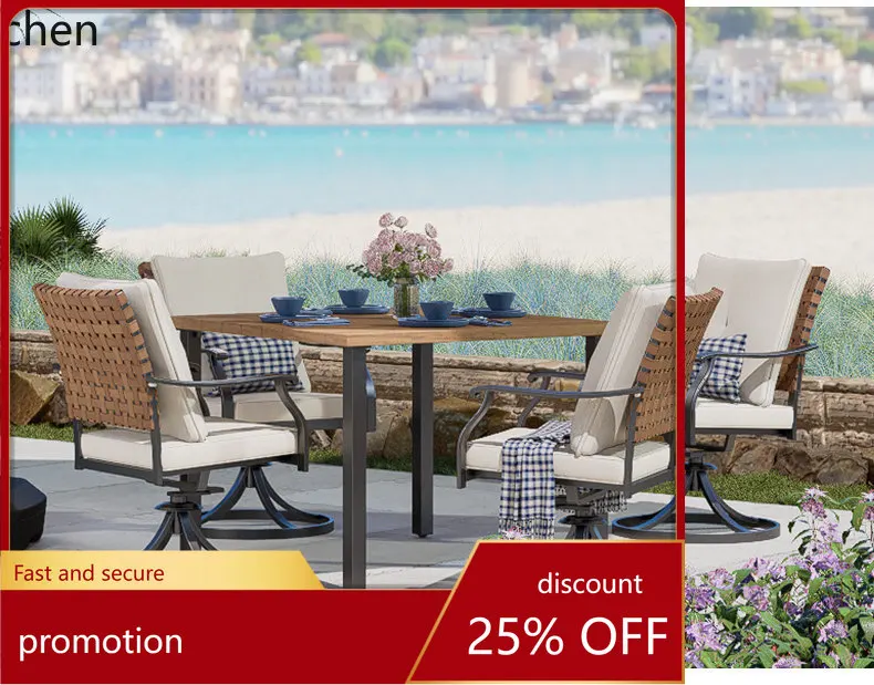 

Комплект уличной мебели ZML: стол и стулья для патио, сада, виллы, водонепроницаемые, солнцезащитные, из ротанга