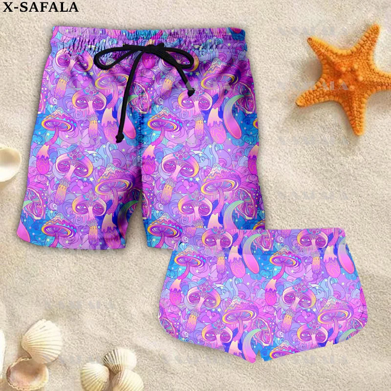 

Couple Matching Psychedelic Mushroom Trippy Shorts 3d Shorts Women Men Elastic Waist Shorts Summer Couple Beach Shorts-13