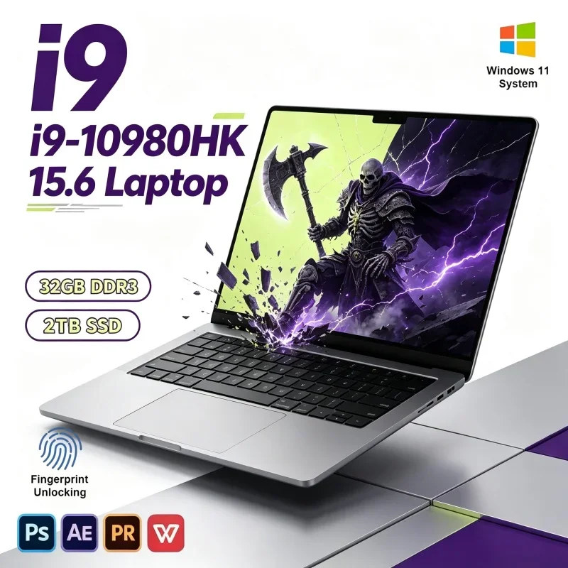 New Hot 15.6" FHD 120Hz IPS Notebook 2026 Intel I9-10980HK 16/32GB 2TB SSD Win11 Portable Office PC Laptop