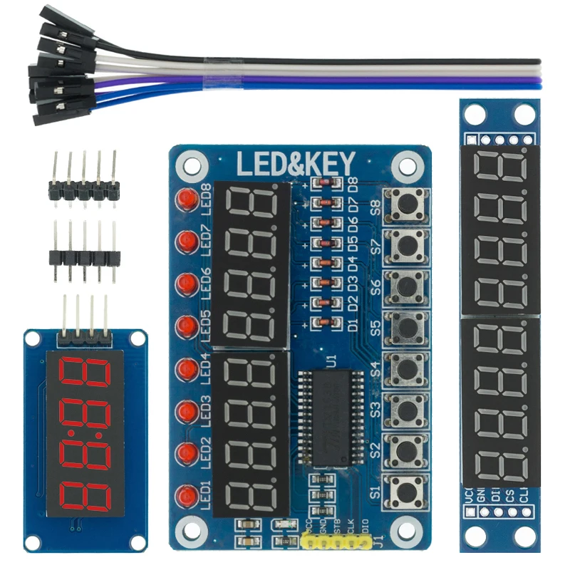 TM1637 4 Bit/TM1638/MAX7219 8 Bit Modul Display LED Digital 7 Segmen 0.36 Inci Jam Tabung Anoda Merah Empat Driver Seri